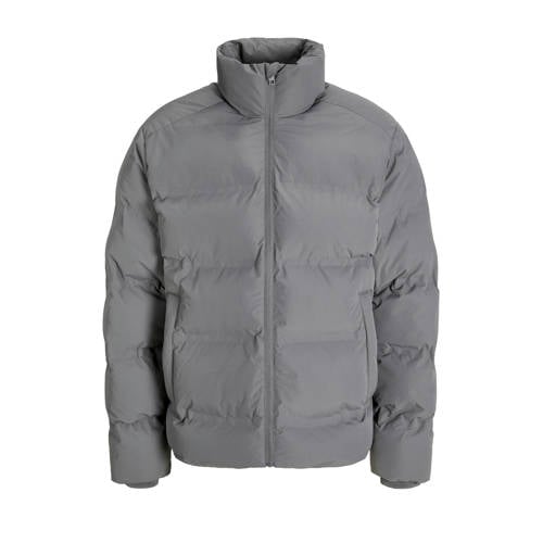 JACK & JONES ESSENTIALS gewatteerde jas gebreid grijs afbeelding