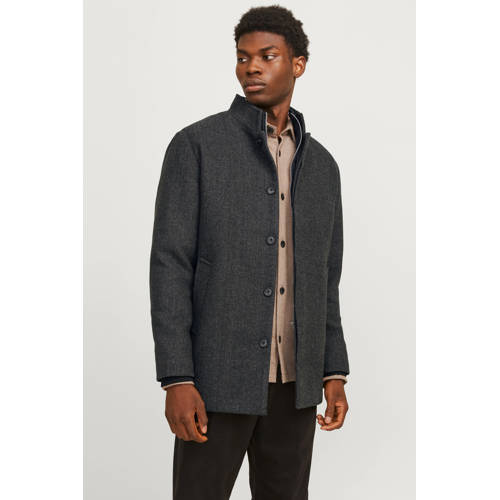 JACK & JONES ESSENTIALS manteljas met wol antraciet afbeelding