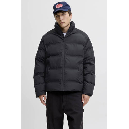 JACK & JONES ESSENTIALS gewatteerde jas gebreid zwart afbeelding