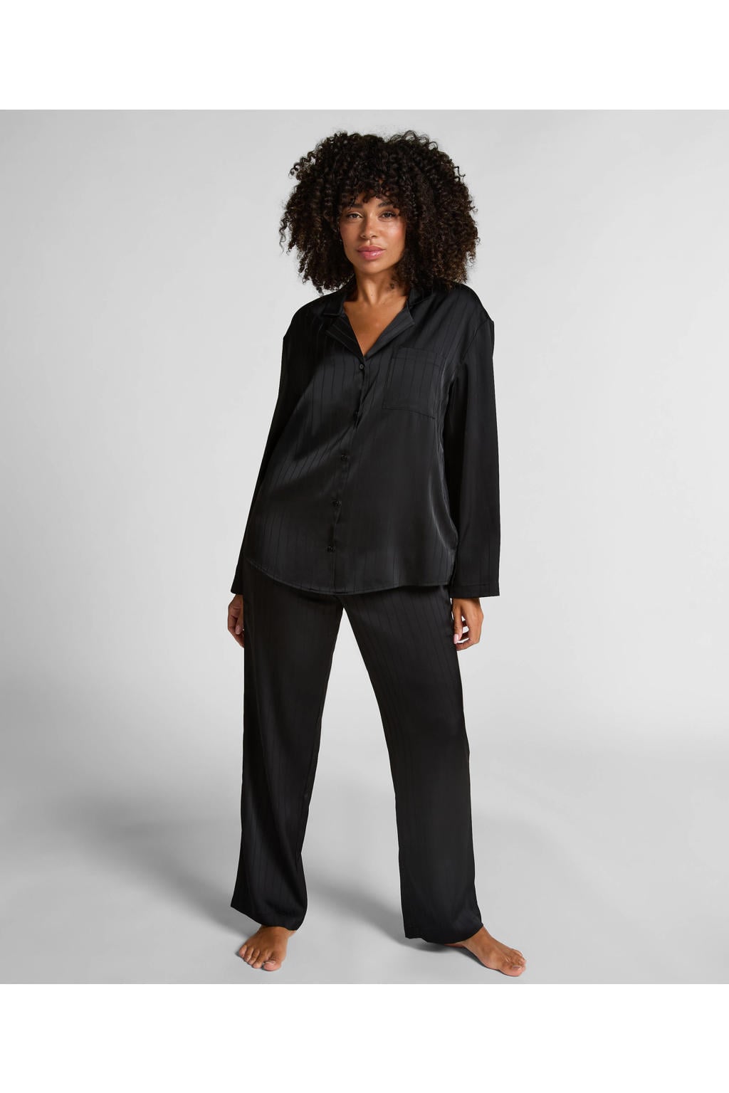 Hunkemöller satijnlook pyjamatop zwart