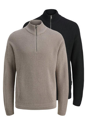 trui rib gebreid beige - (set van 2)