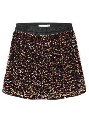 korte rok met pailletten goud/roze