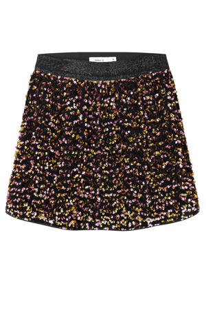 korte rok met pailletten goud/roze