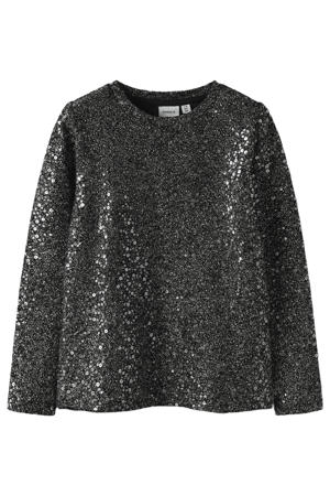 blousetop zwart met pailletten
