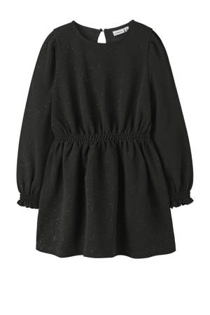 midi jurk met glitter zwart