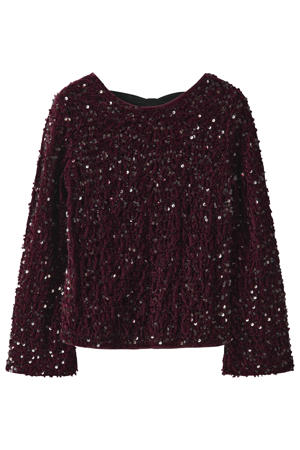 blousetop donkerrood met pailletten