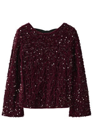 blousetop donkerrood met pailletten