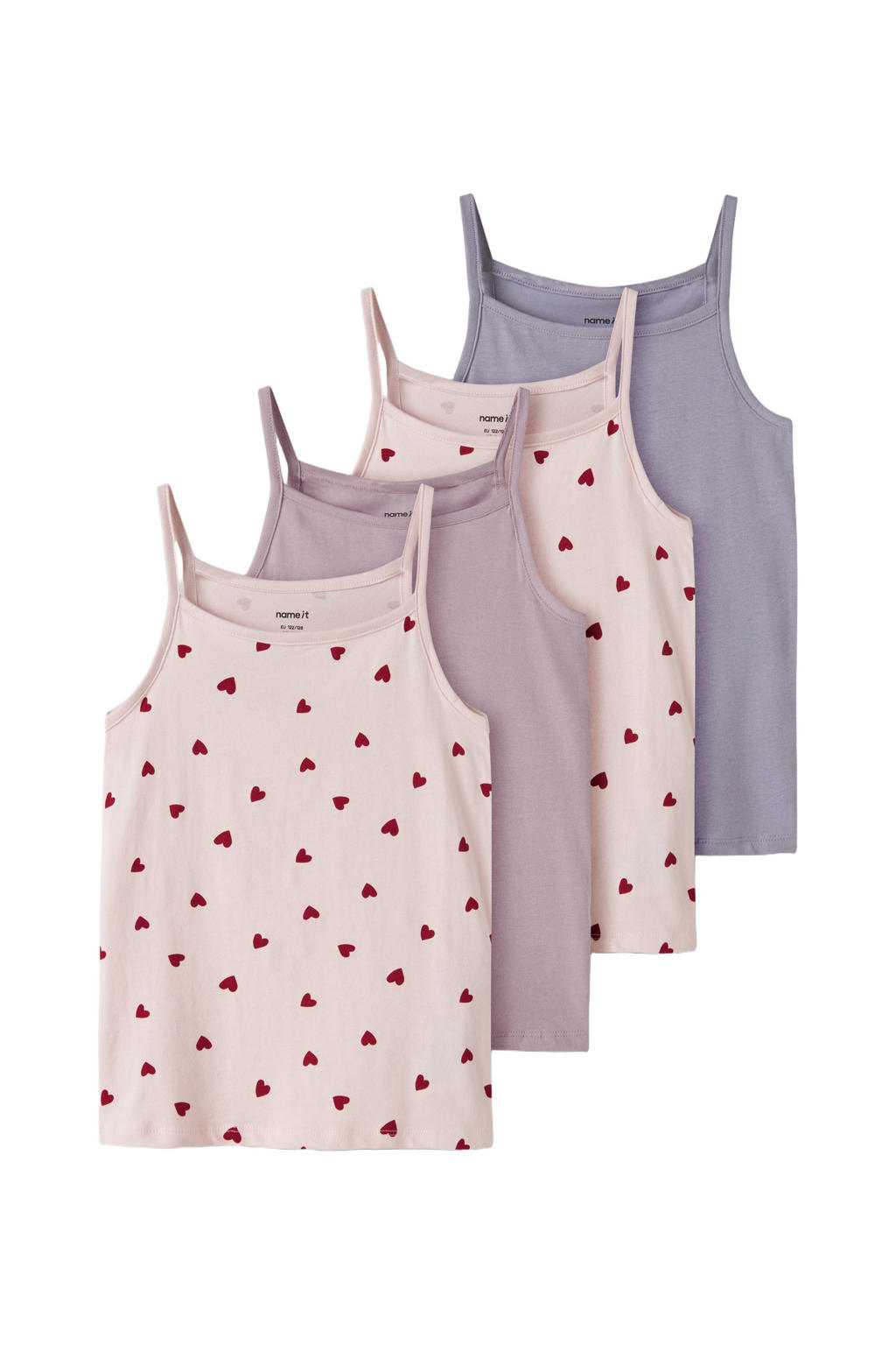 NAME IT KIDS hemd NKFSTRAP - roze/lila/paars (set van 4)