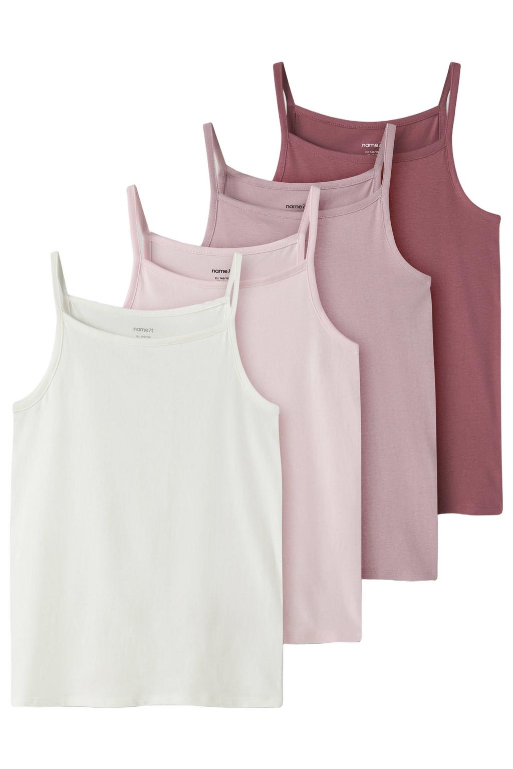 NAME IT KIDS hemd - s/lila/roze/wit (set van 4 paar)