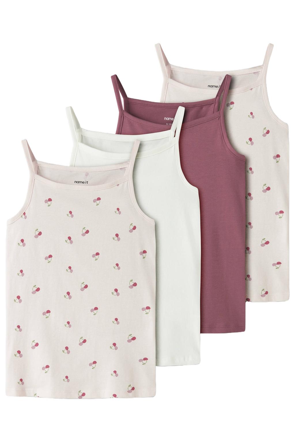 NAME IT KIDS hemd NKFSTRAP - s/roze/wit (set van 4 paar)