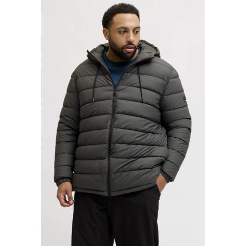 JACK & JONES PLUS SIZE gewatteerde jas Plus Size antraciet afbeelding