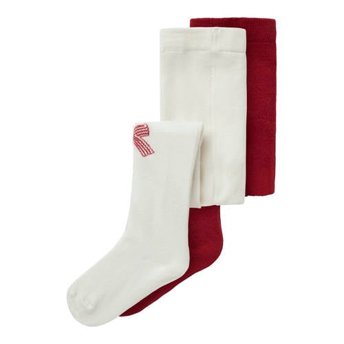 NAME IT MINI kerstmaillot - set van 2 donkerrood/wit afbeelding