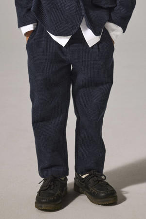 casual broek met ruitdessin donkerblauw