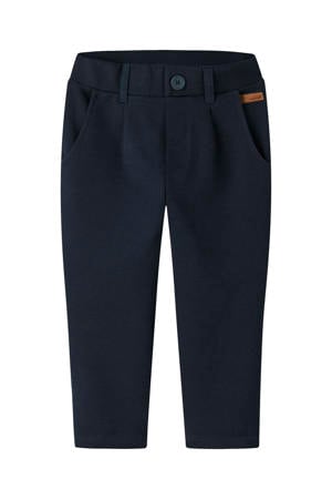 casual broek met rextuur marineblauw