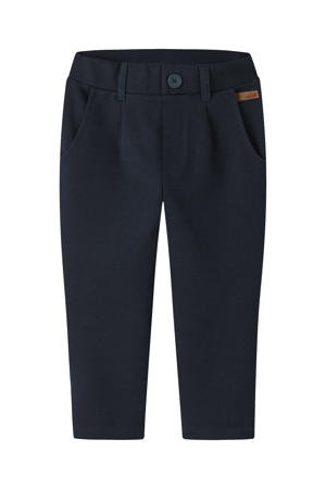 casual broek met rextuur marineblauw