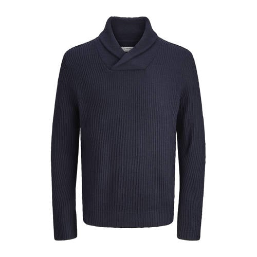 JJ REBEL trui rib gebreid donkerblauw afbeelding