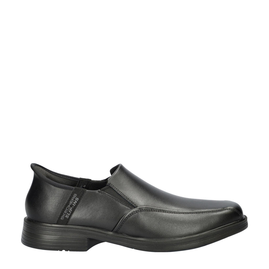 Zwarte heren Skechers Hands Free Slip instappers van imitatieleer