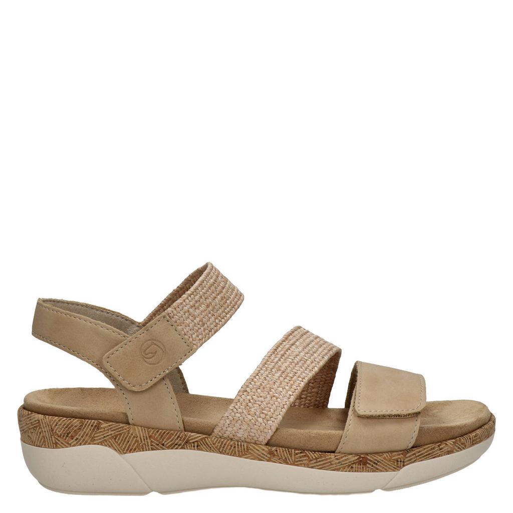 Beige dames Remonte imitatieleren leren sandalen met klittenband