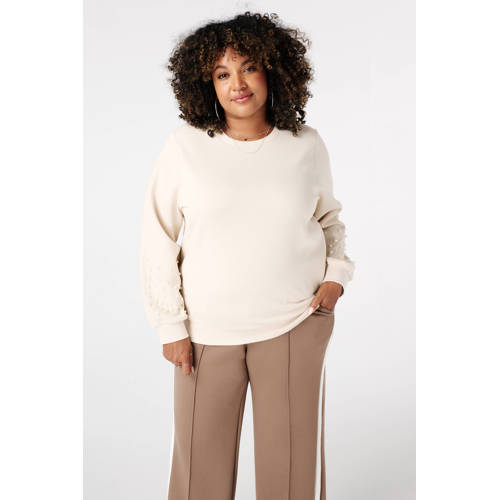 MS Mode sweater ecru met parels afbeelding