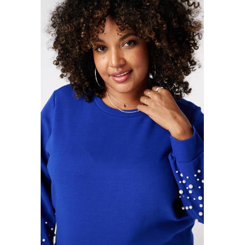 MS Mode sweater blauw met parels afbeelding