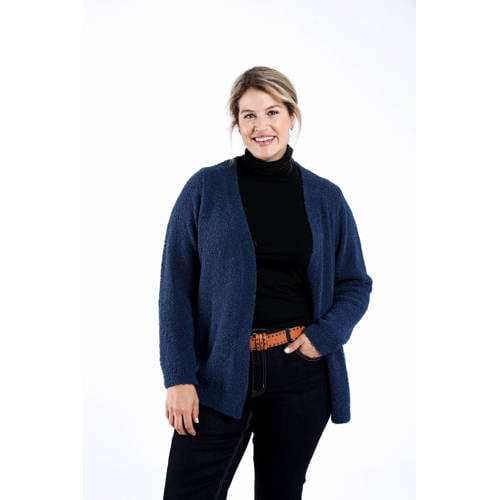 Paprika gebreid vest met wol donkerblauw afbeelding