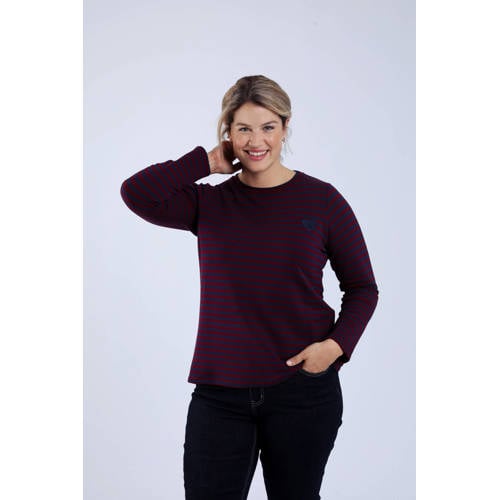 Paprika gestreepte sweater donkerrood afbeelding