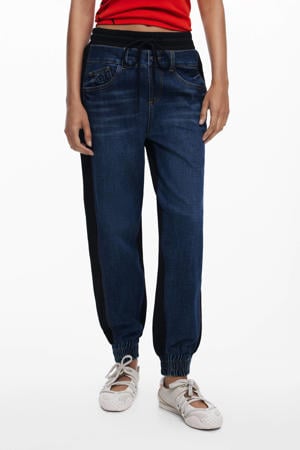 high waist baggy jeans dark blue denim