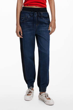 high waist baggy jeans dark blue denim