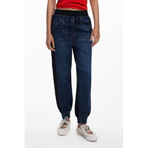 Desigual high waist baggy jeans dark blue denim afbeelding