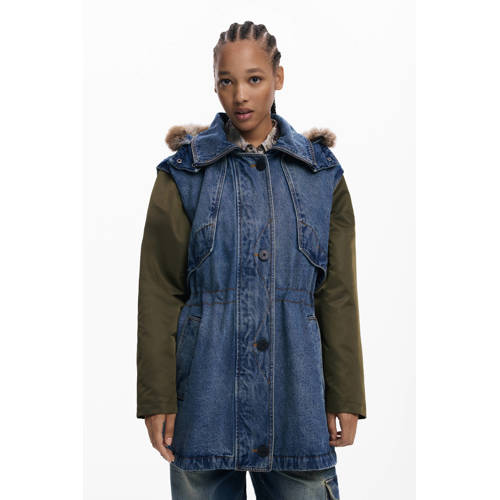 Desigual denim gewatteerde jas medium blue denim afbeelding