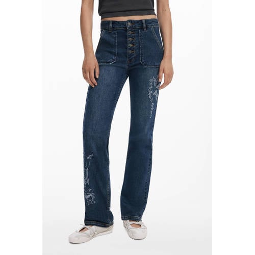 Desigual high waist bootcut jeans dark blue denim afbeelding