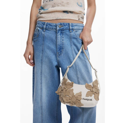 Desigual schoudertas met bloemen ecru afbeelding