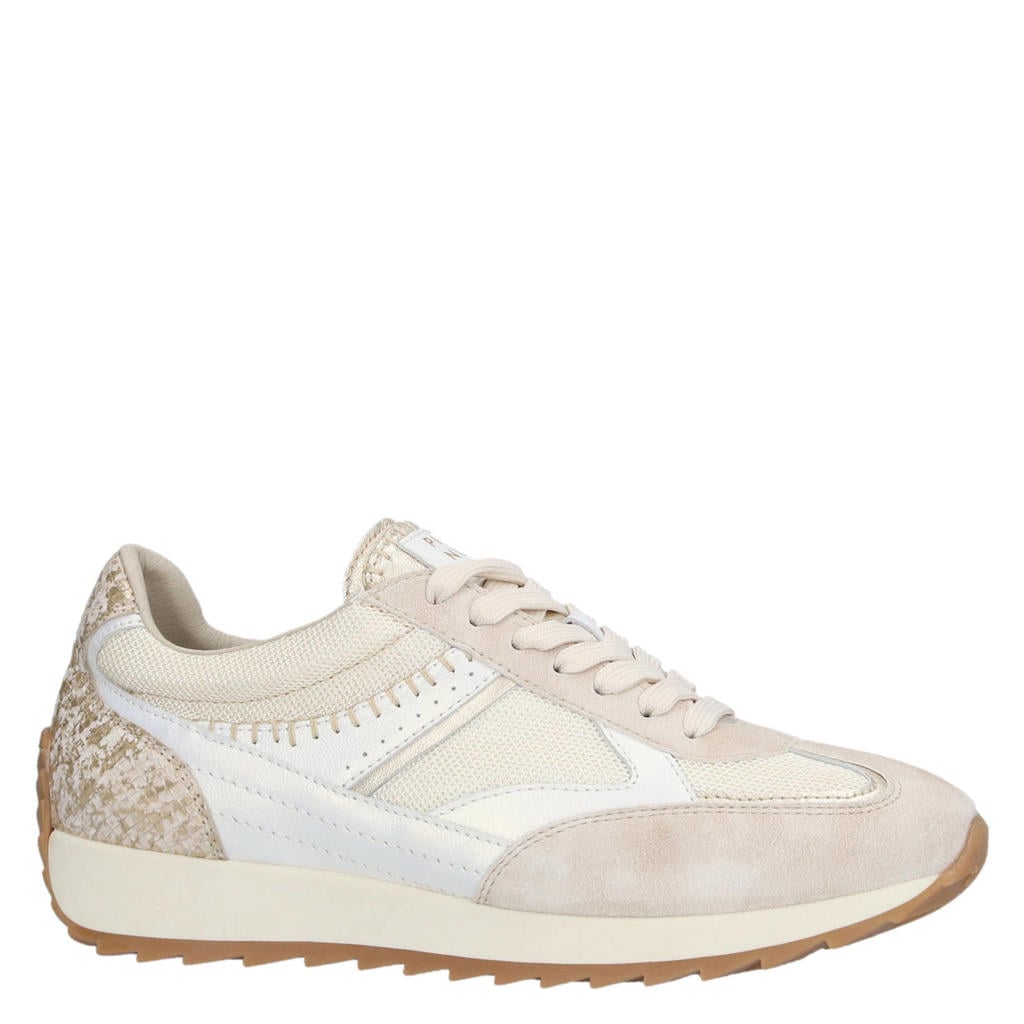 Ecru en gouden dames Piedi Nudi Harlem 05.08 leren sneakers met veters