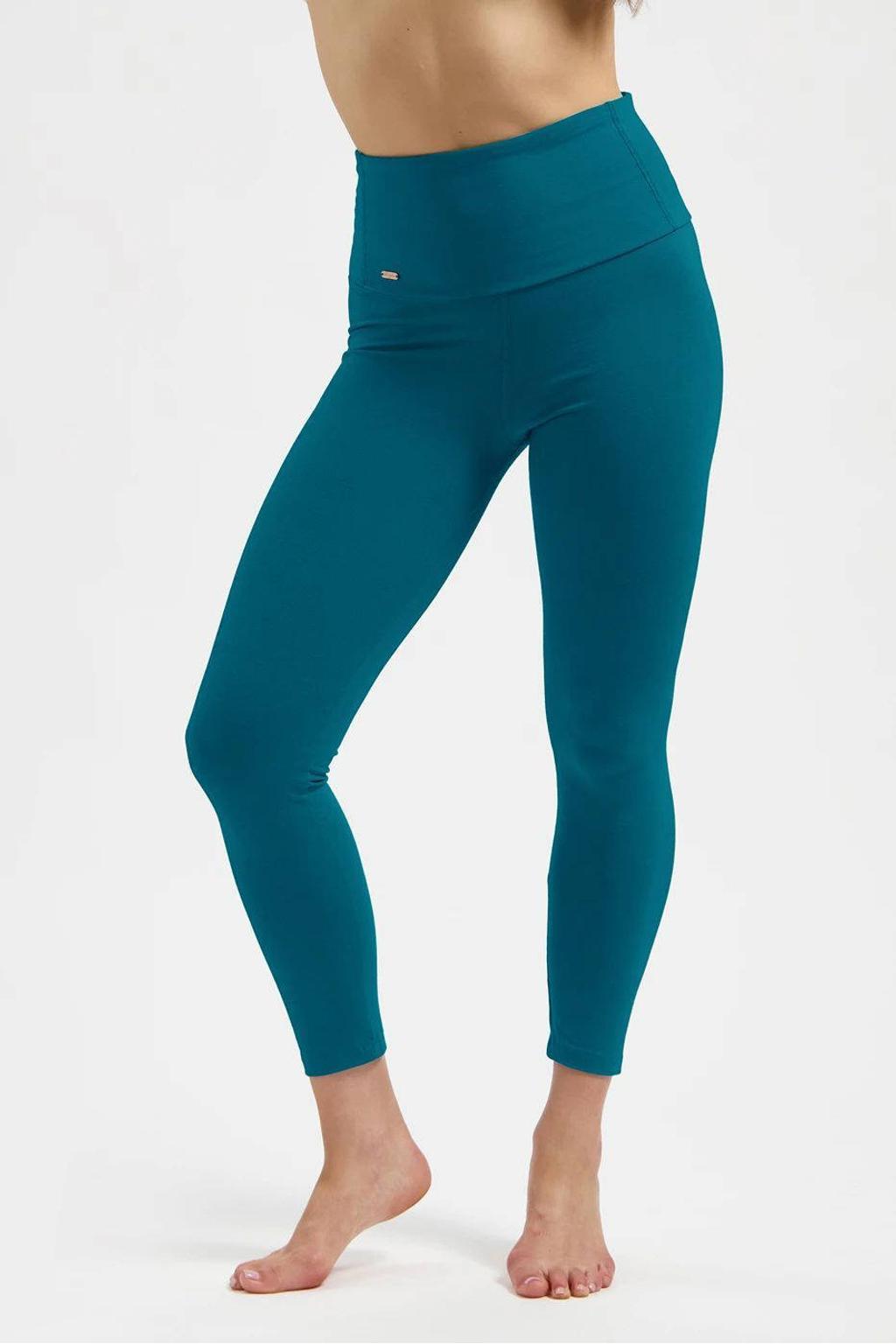 Petrolkleurige dames Urban Goddess sportlegging Suyra van bamboe met slim fit, regular waist en effen