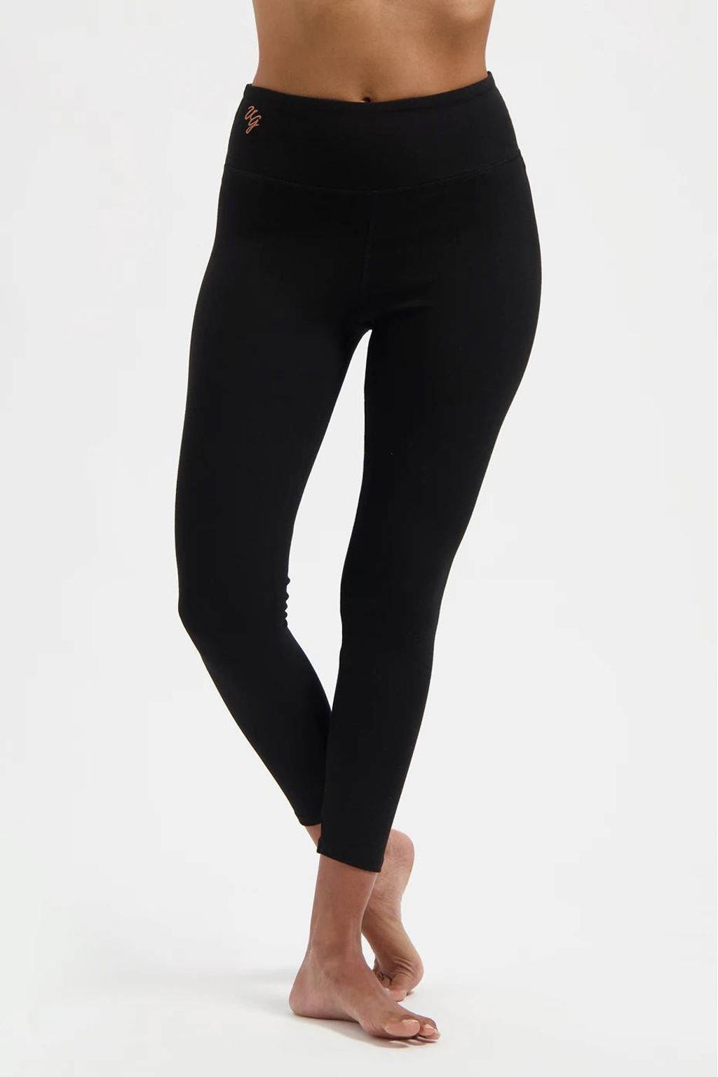 Zwarte dames Urban Goddess sportlegging Isara van katoen met slim fit en regular waist