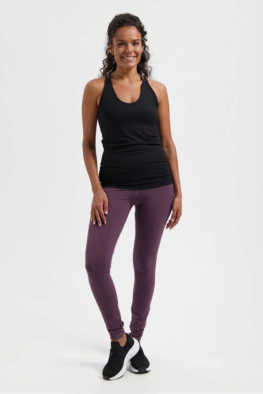 Zwarte dames Urban Goddess sport top Lyrais van bamboe met spaghettibandjes en ronde hals