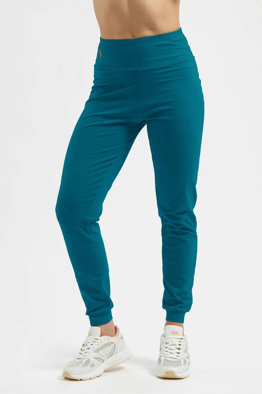 Petrolkleurige dames Urban Goddess yoga sportbroek Oba van katoen met regular fit en regular waist