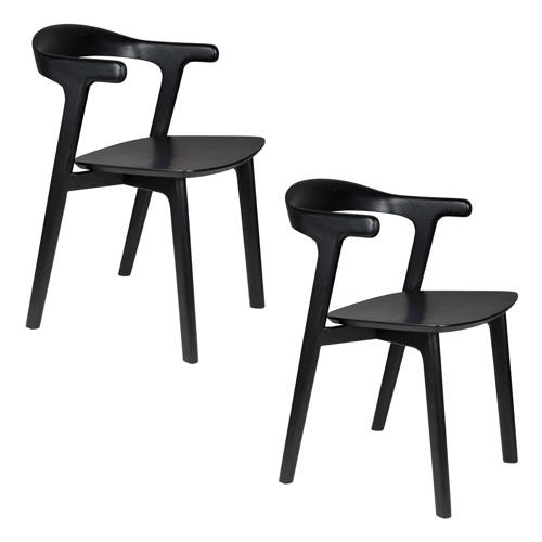 Zuiver Northwood Eetkamerstoelen Hout Zwart - Set van 2 afbeelding