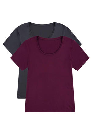 pyjamatop Milly (set van 2) paars/donkergrijs