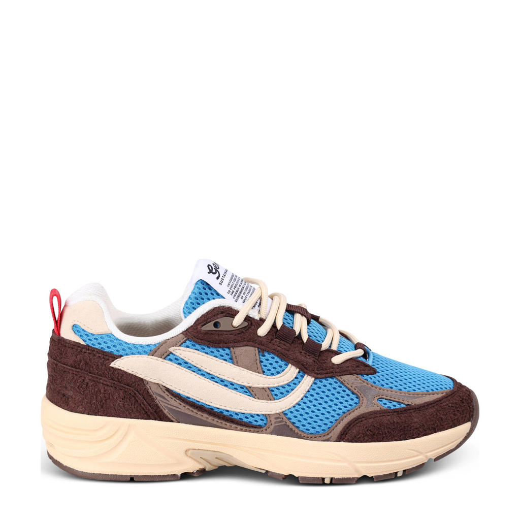 Bruin en blauwe dames Genesis G-Eco`99 Contra Mesh sneakers met veters