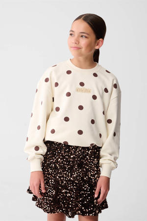 oversized sweater met stippen ecru