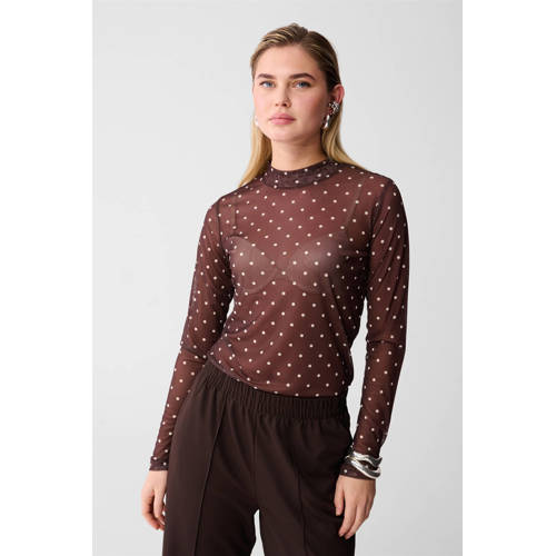Shoeby top met stippen bruin afbeelding
