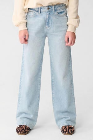 Strass wide leg jeans light blue