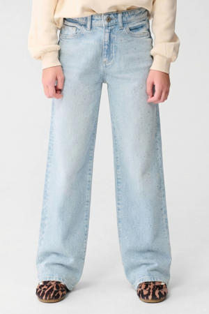 Strass wide leg jeans light blue