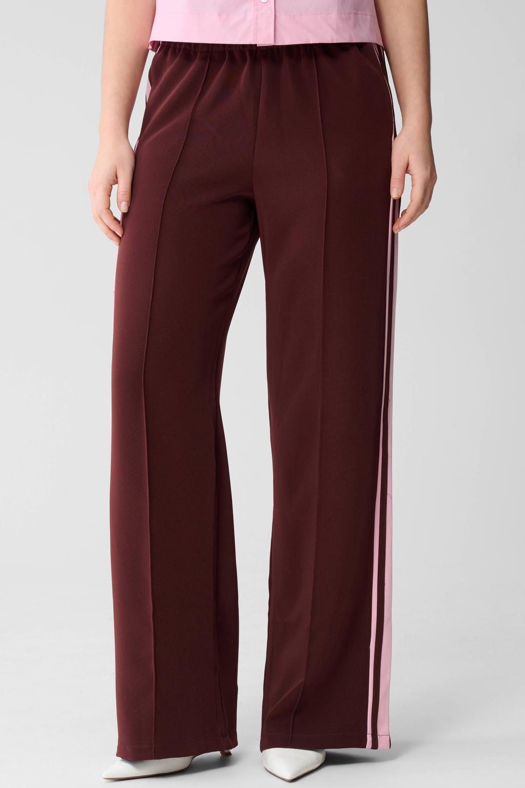Donkerrode dames Shoeby wide leg high waist gestreepte casual broek