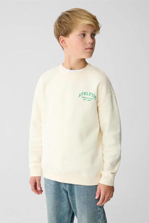 relaxed sweater met backprint ecru