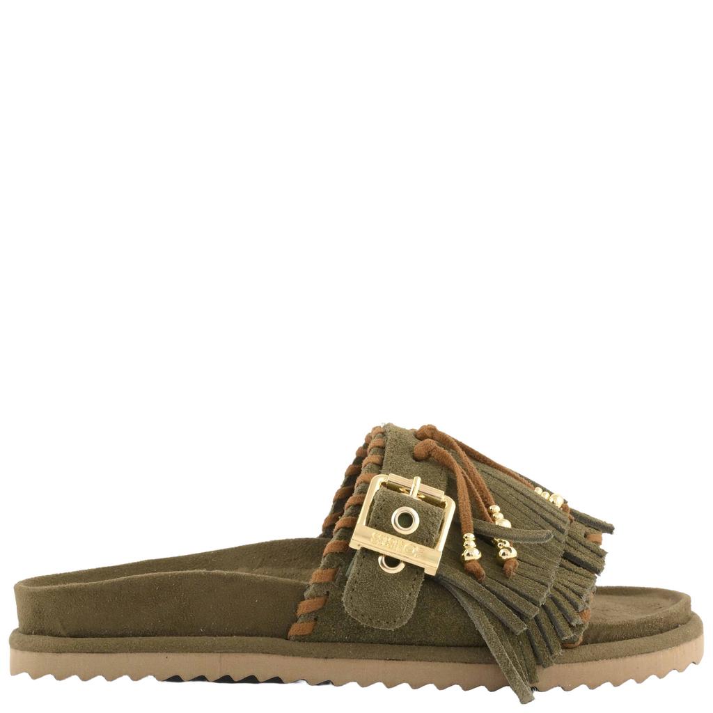 Groene dames Colors of California HC.BIOW603 suède slippers met siergesp