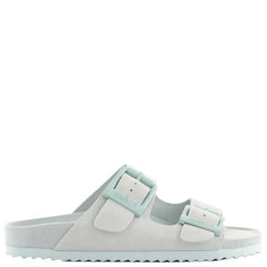 suède slippers lichtblauw