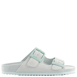 suède slippers lichtblauw