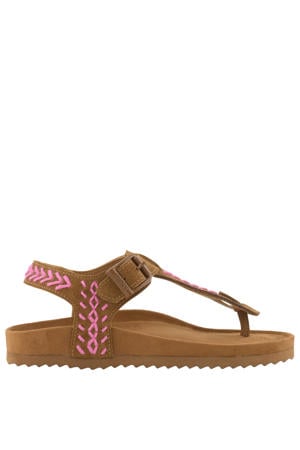 HC.BIO602 suède sandalen cognac/roze